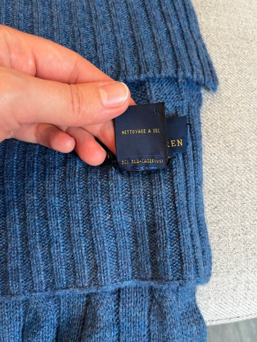 Polo Ralph Lauren Blue Scarf 100% Cashmere - Picture 3 of 6